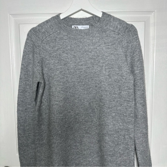 ZARA Women’s Soft Knit Sweater Dress XSmall Heather Grey Preppy Office Normie - Picture 4 of 15